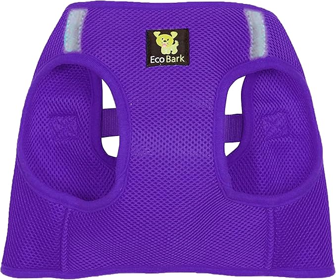 EcoBark Step in Dog Harness - Eco-Friendly Teacup Dog Harnesses for XXS, XS, and Small Dogs - Reflective and Adjustable Mini Body Halter Vest -Tiny Soft Mesh Toy Breed Harness (XXXS,Purple)