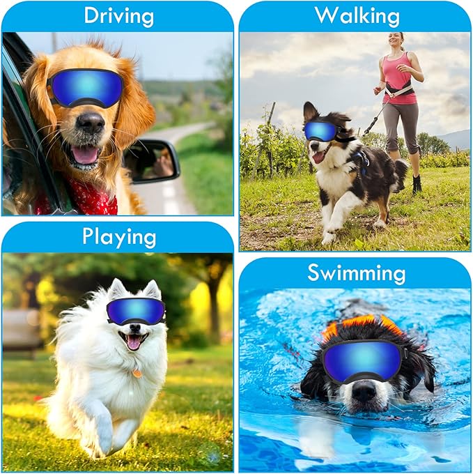 Large Dog Sunglasses with UV Protection and Adjustable Strap for Medium and Large Dogs