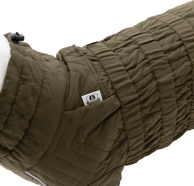 Lovelonglong Warm Dog Coat Double Layers Dog Vest, 4 Legs Covered Windproof Waterproof Reflective Warm Dog Vest Outdoor Skating Dog Costume for Corgis Dachshund Dog Olive D-M