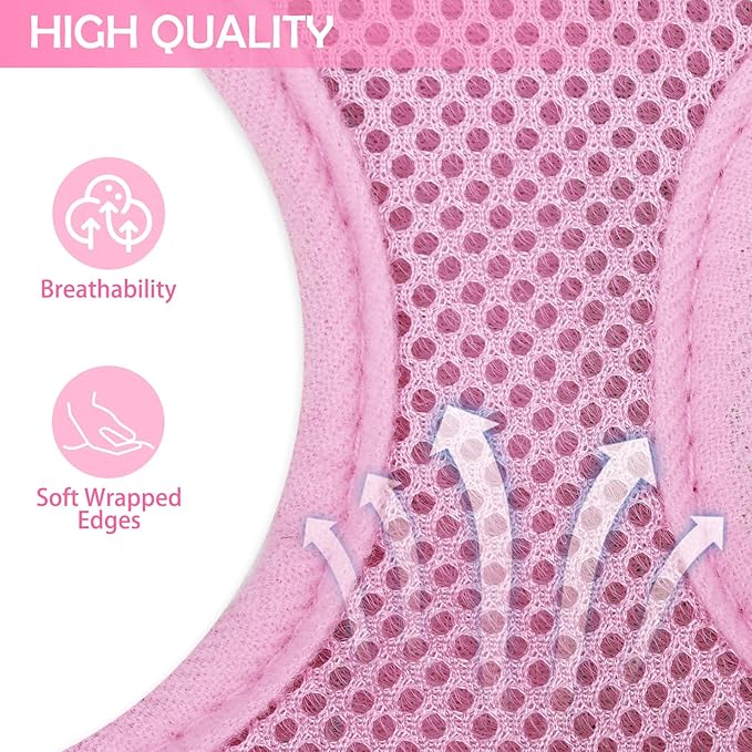 SCENEREAL Puppy Dog Harness with Leash Set for Small Medium Sized Dogs, Soft Mesh Step in Pet Harnesses and Leash, No Chock Plaid Adjustible No Pull Vest for Dogs Cats, Chihuahua,Bulldog (Pink S)