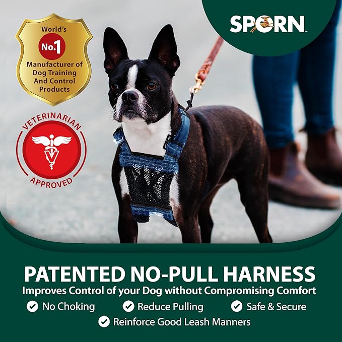 Sporn No Pull Dog Harness for Small-Sized Dogs - Blue Mesh, Heavy Duty Nylon, Breathable, Lightweight, Adjustable, Padded, Soft & Easy, Anti-Pull Body Halter, Small Dog Harness for Puppies