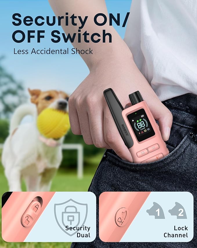 Jugbow Dog Shock Collar - 4200FT Dog Training Collar with Remote for 5-120lbs Small Medium Large Dogs, IPX8 Waterproof E Collar with 4 Training Modes, Security Lock, Rechargeable Shock Collar Pink