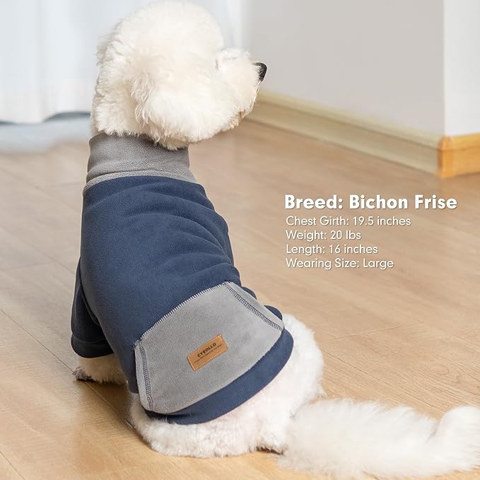 cyeollo 2 Pack Dog Sweater, Soft Turtleneck Winter Sweater for Small to Large Dogs Male, Warm Dog Sweatshirt, Stretchy Comfortable Dog Clothes Apparel, Navy & Light Blue S