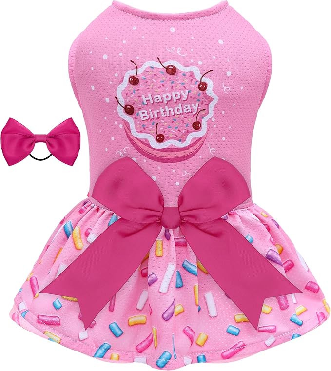 CuteBone Dog Mesh Dress Puppy Sundress Pet Outfit Summer Fashion for Small Dogs Girl Cat Clothes BF37XS-D