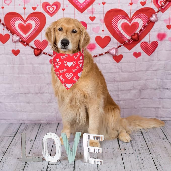 ADOGGYGO Valentine Dog Bandana, Multiple Sizes Offered, Triangle Dog Scarf Valentine Bandana for Large X-Large Dogs (X-Large)