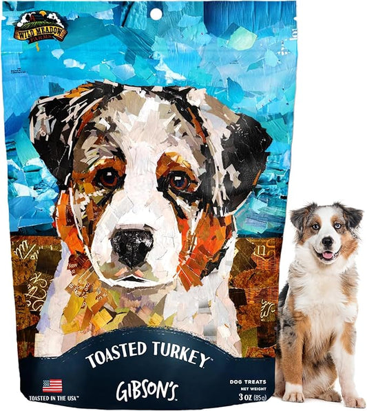 Wild Meadow Farms - Gibson's Toasted Turkey, Soft Jerky Dog Treats, Crafted with Real Meat, Aromatic, and Grain-Free for Training and Rewarding Dogs of All Breeds & Ages - 3 Ounce Pouch