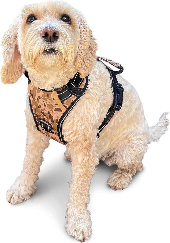 No Pull Dog Harness, Reflective Walking Dog Harness with Easy Control Handle and Front & Back Clips,Adjustable Breathable Soft Padded Dog Vest Harness for Large Medium Small Dogs. Camo,M