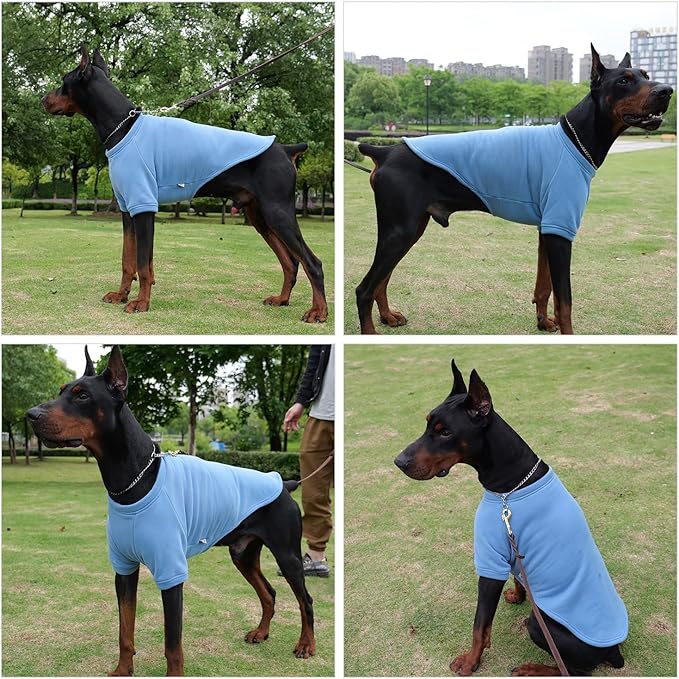 Lovelonglong Sweatshirt Cold Weather Pullover Autumn and Winter T-Shirts for Small Medium Large Size Dogs Sea-Blue M