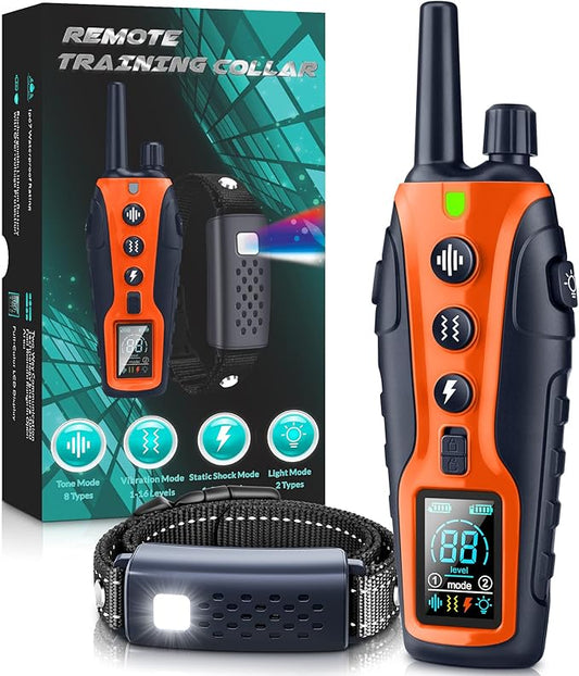 Dog Shock Collar 2 Dogs(15-150lbs) with Flashing Light for Night Walks,4000FT Dog Training Collar Adjustable Pitch Beep(1-8), Vibration(1-16), Safe Shock(1-99), and Keypad Lock, Shock Collar for Dogs