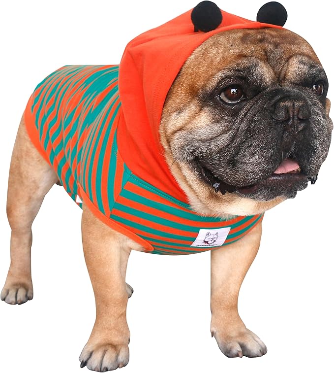 iChoue I am a French Bulldog Bumble Bee Costumes Clothes Hoodies Shirts Vest for Small Dogs Cold Weather Winter Coats Frenchie English Pug Pitbull Boston Terrier - Orange Green, Medium