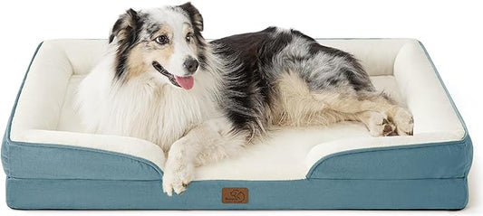 Bedsure Orthopedic Dog Bed for Extra Large Dogs - XL Washable Dog Sofa Beds Large, Supportive Foam Pet Couch Bed with Removable Washable Cover, Waterproof Lining and Nonskid Bottom, Blue