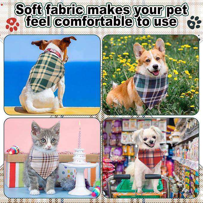 Aliceset 180 Pcs Dog Bandana Bulk Stripe Bandanas for Dogs Adjustable Washable Pet Triangle Scarf Retro Print Dog Kerchief Bibs for Small Medium Large Dog Cat Holiday Costume Accessories