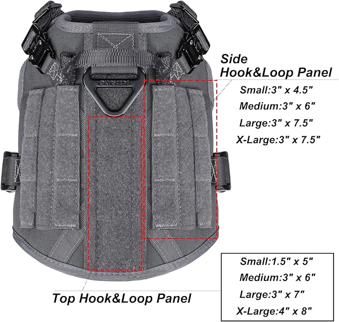 ICEFANG Tactical Dog Harness, Small Size,2X Metal Buckle,Working Dog MOLLE Vest with Handle,No Pulling Front Leash Clip,Hook and Loop Panel