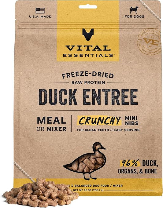 Vital Essentials® Freeze-Dried Raw Duck Entree & Mixer Dog Food Crunchy Mini Nibs, 25 oz