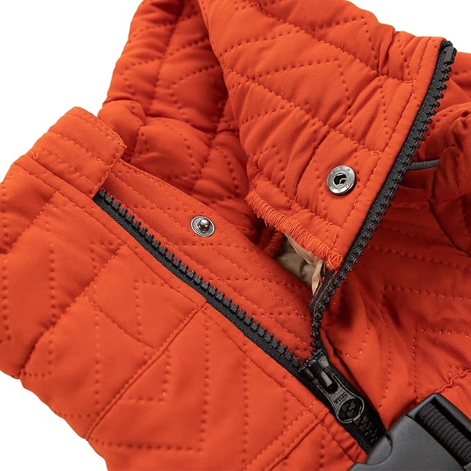 Lovelonglong Warm Dog Coat Double Layers Dog Vest, 4 Legs Covered Windproof Waterproof Reflective Warm Dog Vest Outdoor Skating Dog Costume for Corgis Dachshund Dog Orange D-S