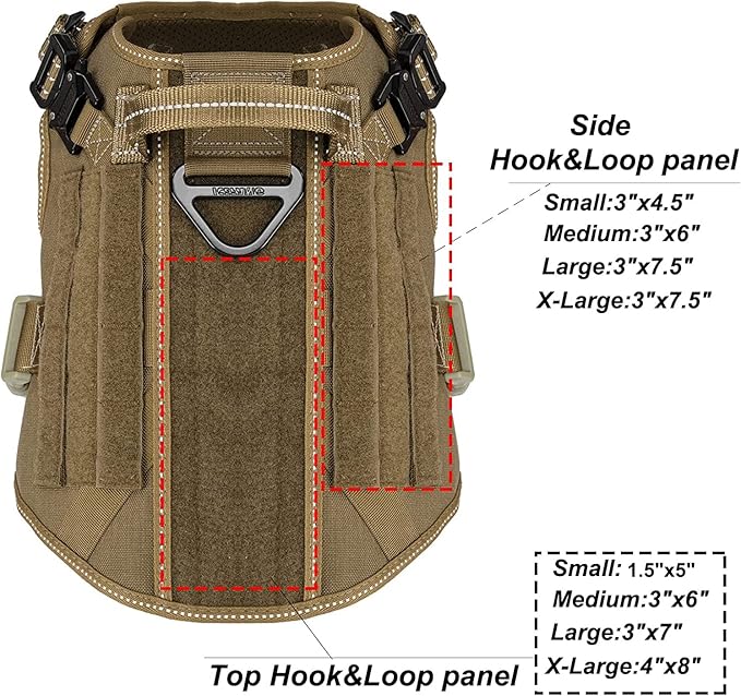 ICEFANG Tactical Dog Harness,Medium Size, 2X Metal Buckle,Working Dog MOLLE Vest with Handle,No Pulling Front Leash Clip,Hook and Loop Panel