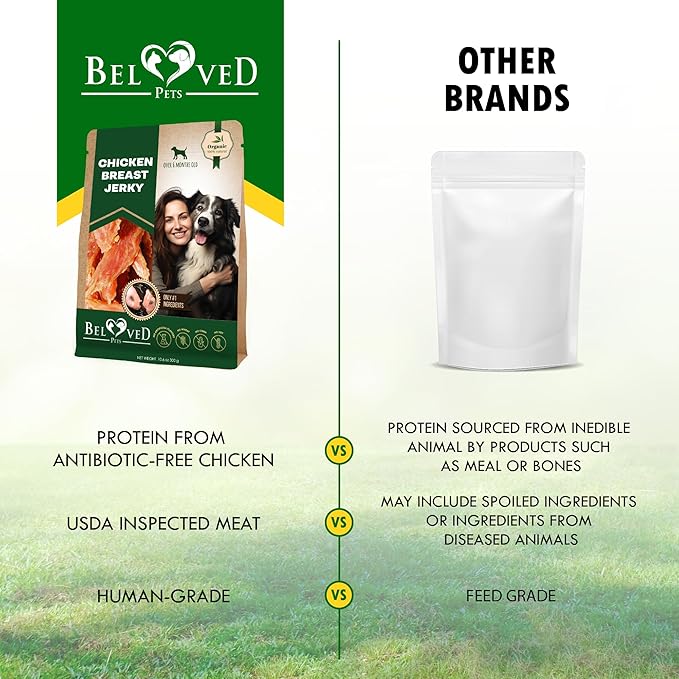 Beloved Pets Dog Treats Chicken Jerky 11 OZ - All Natural and Healthy Snacks for Large & Small Dogs - Grain Free and High Protein Meat - Human Grade Pet Chews