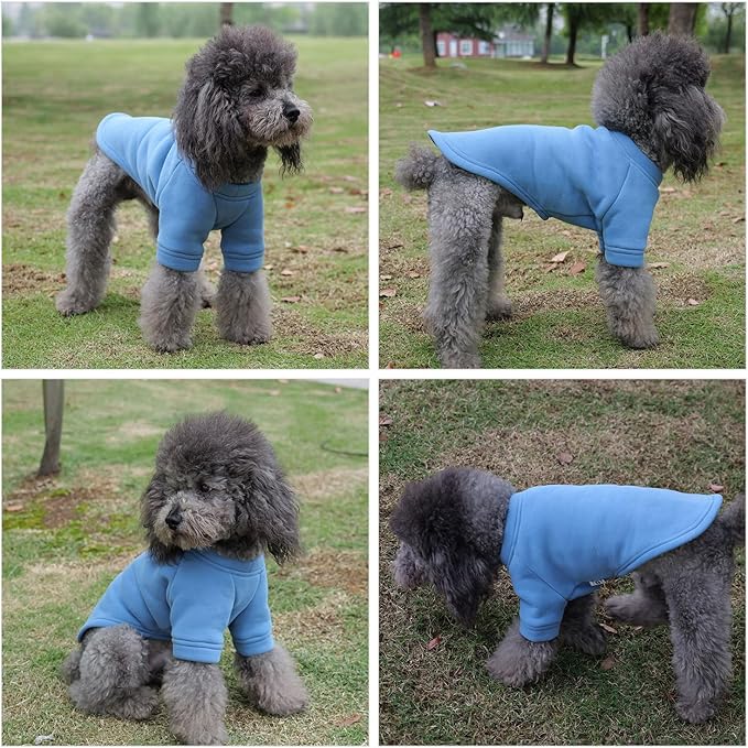 Lovelonglong Sweatshirt Cold Weather Pullover Autumn and Winter T-Shirts for Small Medium Large Size Dogs Sea-Blue S