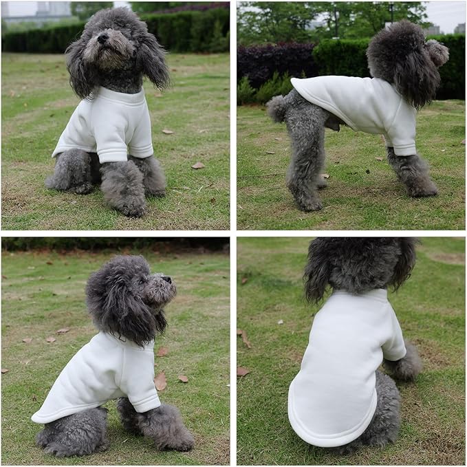 Lovelonglong Sweatshirt Cold Weather Pullover Autumn and Winter T-Shirts for Small Medium Large Size Dogs Off-White L