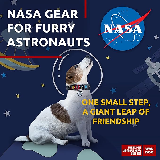 WAUDOG Nylon Dog Collar - Adjustable Dog Collar for Large Dogs, Small & Medium Dogs - Breakaway Puppy Collars for Large Breed Dogs - Boy & Girl Dog Collars with Durable Plastic Buckle and QR Dog Tag