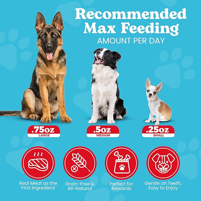 Wild Meadow Farms - Classic Beef Bites, Soft Jerky Treats for Dogs, Grain-Free & All-Natural, Ideal for Training, Portioning, and High-Value Rewards for All Breeds & Ages - 3.5 Ounce Pouch