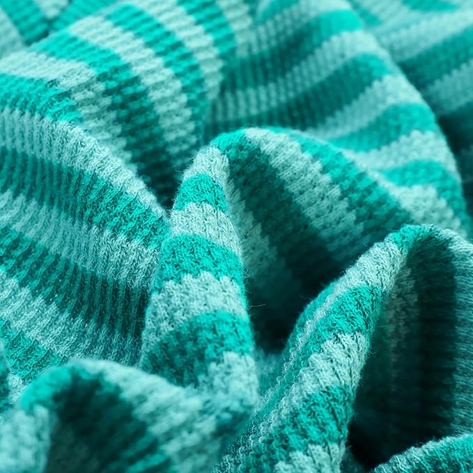 Fitwarm Green and Teal Striped Dog Pajamas, Waffle Dog Clothes for Small Dogs Girl Boy, Puppy Onesie with Feet, Pet Cat Outfit, XS