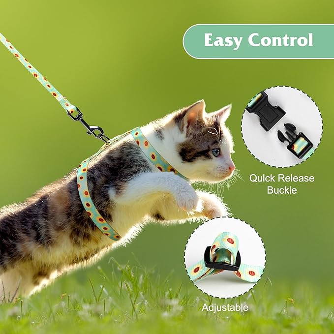 Leekalos Cat Harness and Leash for Walking,Cats Escape Proof - Adjustable Kitten Harness for Large Small Cats, Use Safe & Easy,Fit for Puppy,Rabbit