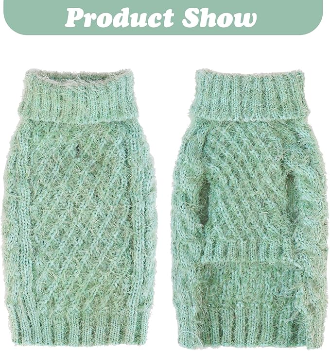 Turtleneck Small Dog Sweaters - Classic Cable Knitwear Winter Coat for Small Medium Dogs Male Female Puppy Dog Cold Weather Clothes Girls Boys, Green, S/M