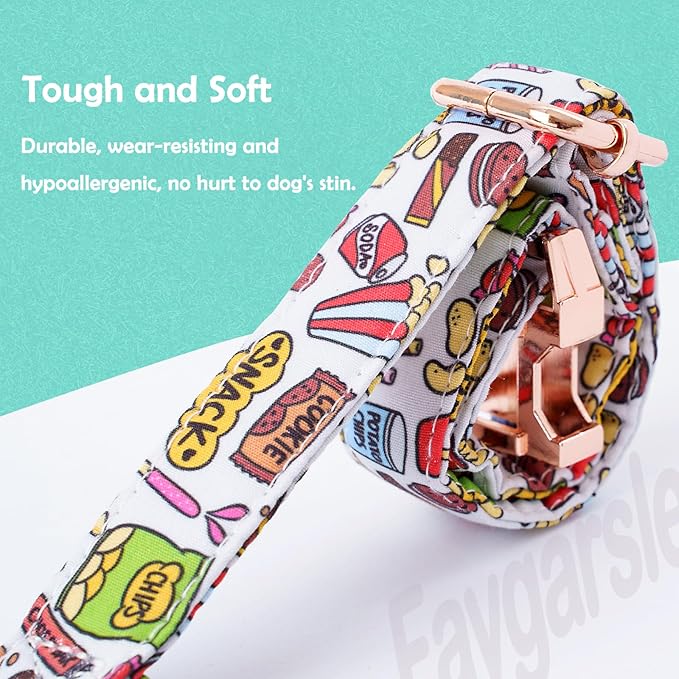 Faygarsle Snack Pattern Dog Collar for Small Medium Large Dogs Cute Puppy Collars for Female Dogs for Summer Spring Wedding Necklace Girl Dog Collar M