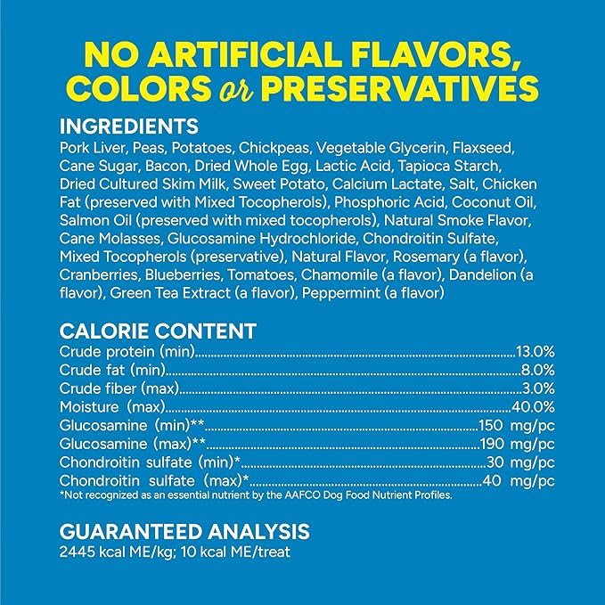 Cloud Star Dynamo Dog Soft Chews Hip & Joint Grain Free Dog Treats, Bacon & Cheese, 14 oz. Pouch