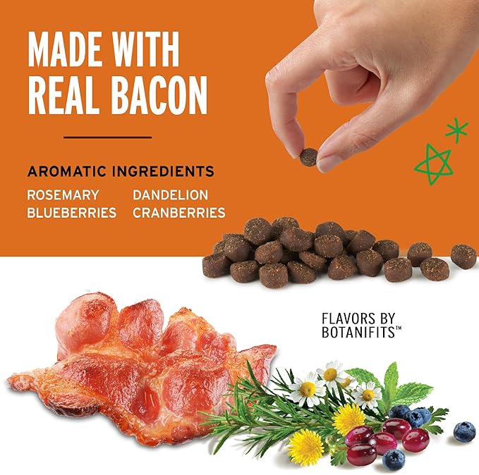Pet Botanics 10 oz. Pouch Training Rewards Mini Soft & Chewy, Bacon Flavor, with 500 Treats Per Bag, The Choice of Top Trainers