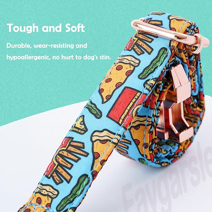 Faygarsle Blue Pizza Pattern Dog Collar for Small Medium Large Dogs Cute Puppy Collars for Female Dogs for Summer Spring Wedding Necklace Girl Dog Collar M