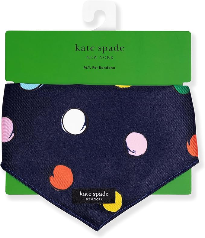 kate spade new york Pet Bandana for Boy or Girl Dogs, Lightweight Bandana for Dog, Cute Dog Scarf for Medium or Large Pets, Watercolor Dot