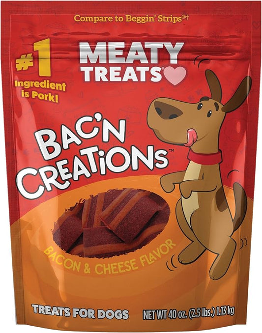 Meaty Treats Bac'n Creations Bacon & Cheese Flavor, 40-oz.
