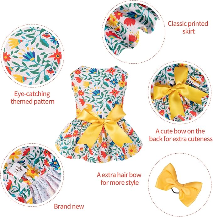 CuteBone Dog Mesh Dress Puppy Sundress Pet Outfit Summer Fashion for Small Dogs Girl Cat Clothes BF20S