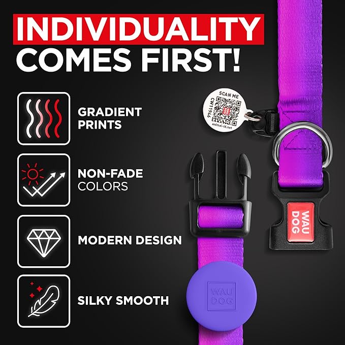 Airtag Dog Collar Nylon Dog Collar with Airtag Holder - Adjustable for Large Dogs, Small & Medium Dogs - Breakaway Puppy Collars for Large Breed Dogs - Boy & Girl Collars