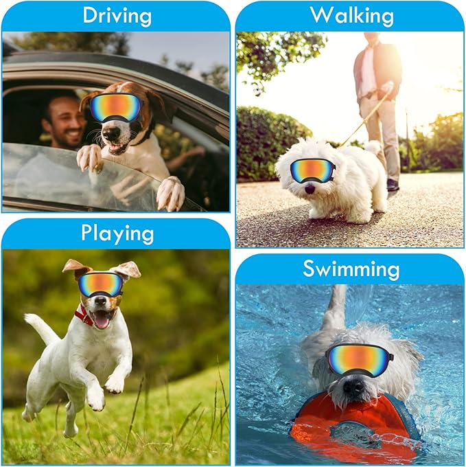 Large Dog Sunglasses with UV Protection and Adjustable Strap for Medium Dogs