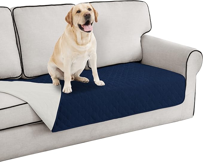 Easy-Going 100% Waterproof Dog Bed Cover Reversible Leak Proof Couch Cover Washable Sofa Cover Furniture Protector Blanket for Pets Kids Children Dog Cat (30x70 Inch, Navy/Ivory)
