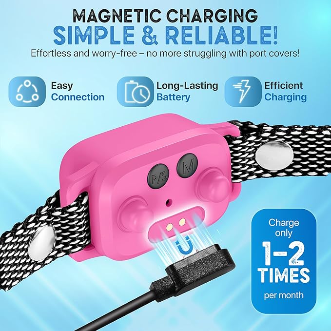 Tiny Bark Collar for Small Dogs 5-15 lbs – No Shock Anti Barking Collar with AI Chip – 3 Modes & 5 Sensitivity Levels – Waterproof, Rechargeable, Magnetic Charging – Humane, Effective Training (Pink)