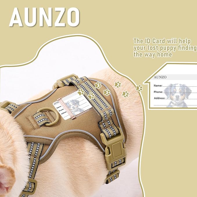 Adjustable No-Pull Reflective Soft Inescapable Dog Vest Harness for Big Dog Breeds, Siberian Husky Labrador Golden Retriever, Breathable Oxford Material, Front Leash Clip Control, L