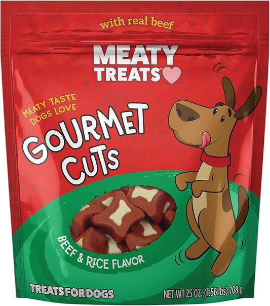 Meaty Treats Gourmet Cuts Beef & Rice Flavor Soft & Chewy Dog Treats, 25-oz.
