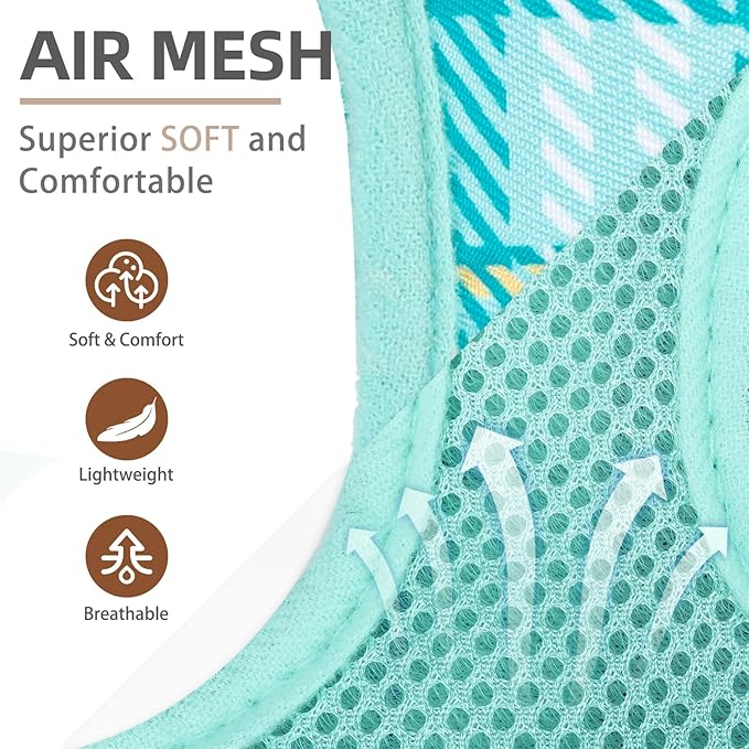 PUPTECK Dog Harness and Leash Set for Small Medium Dogs No Pull Step-in Soft Mesh Puppy Cat Vest Harnesses Reflective at Night, Plaid Pattern Green S