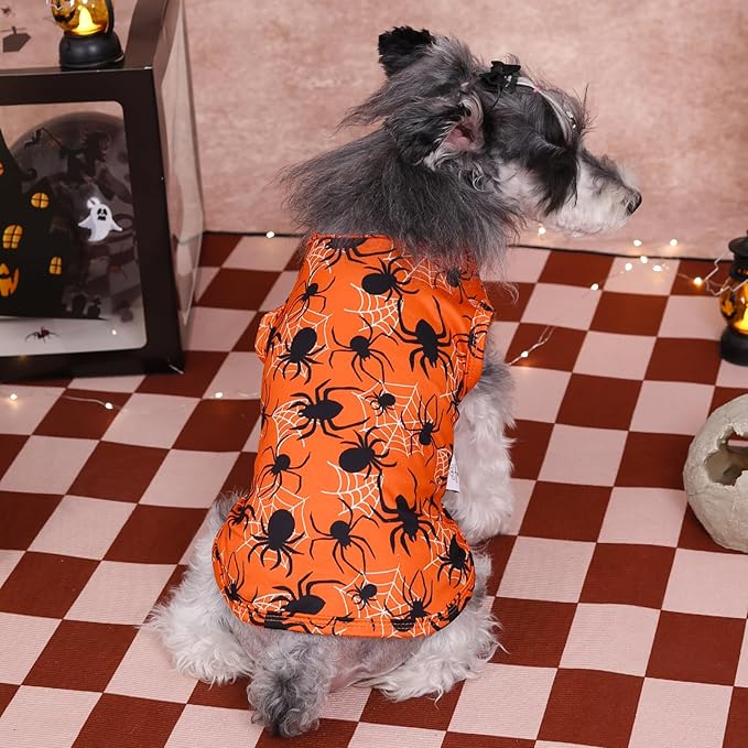 CuteBone Halloween Dog Shirts 2-Pack Soft Pet Clothes Breathable Summer Vest for Small Puppy and Stretchy Cat Apparel 2BX22XS