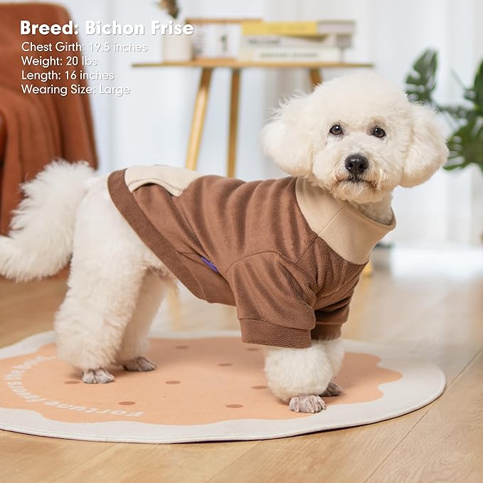 cyeollo 2 Pack Fleece Dog Sweater, Soft Turtleneck Sweater for Small Dogs, Winter Warm Large Dog Sweatshirt, Stretchy Comfortable Pullover Pet Clothes, Khaki & Orange L