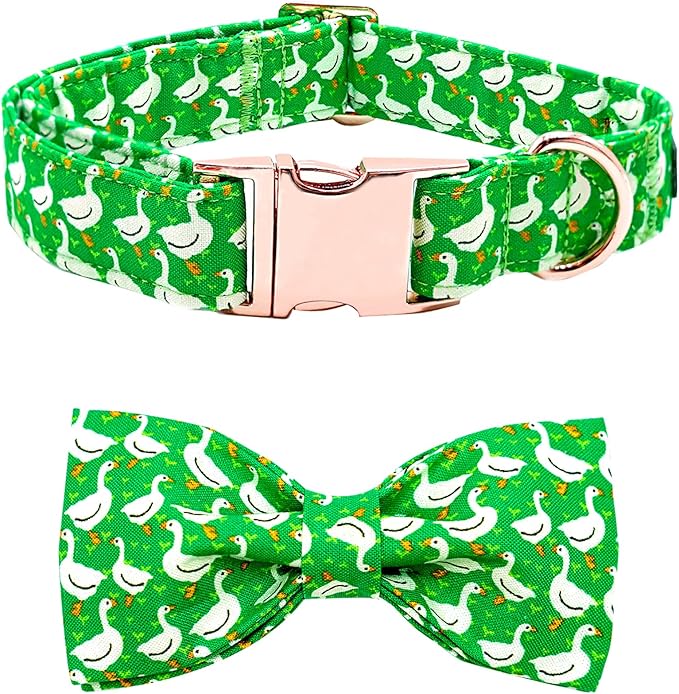 Dog Collar Green Gooses Pet Collar Summer Collar Holiday Dog Collars Girl or Boy Adjustable Puppy Collars for Large Dogs
