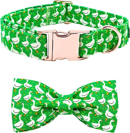 Dog Collar Green Gooses Pet Collar Cute Summer Collar Holiday Puppy Collars Girl or Boy Pet Adjustable Collars Gift for X-Small Dogs