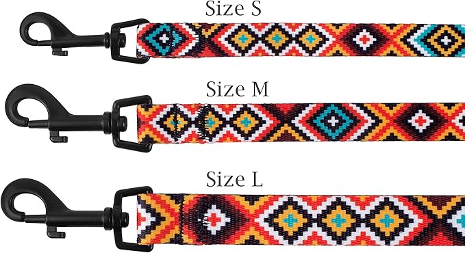 CollarDirect Aztec Dog Leash Nylon Tribal Pattern Cat Pet Leashes for Small Medium Large Dogs Puppy Lead 5 FT Long for Walking (Aztec Sunset, M)