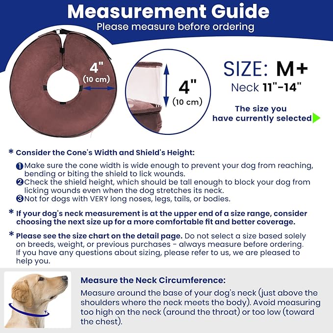 BARKLESS Dog Cone, Inflatable Dog Cone After Surgery for Small Medium Large Breeds, Soft Surgery Collar with Enhanced Anti-Licking Guard Shield for Pets, Protective Donut Collar