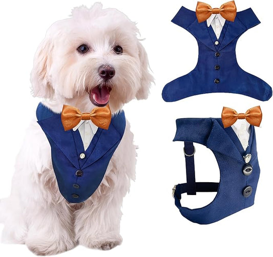 Dog Tuxedo for Wedding Outfit, Dog Suit and Tie Costumes for Birthday, Halloween, Cosplay, Christmas Party, Pet Formal Wear with Bowtie, Tux for Small Dogs, Chihuahua, Bichon, Maltese, Cats
