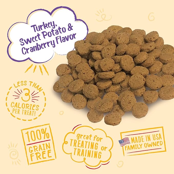 Charlee Bear Dogs Training Treat, Crunchy, Low Calorie, Grain Free Dog Treats, Made in USA, Best for Small and Medium Breeds, Bacon Blueberry & Turkey Sweet Potato Cranberry, 4 Pack 8oz Each